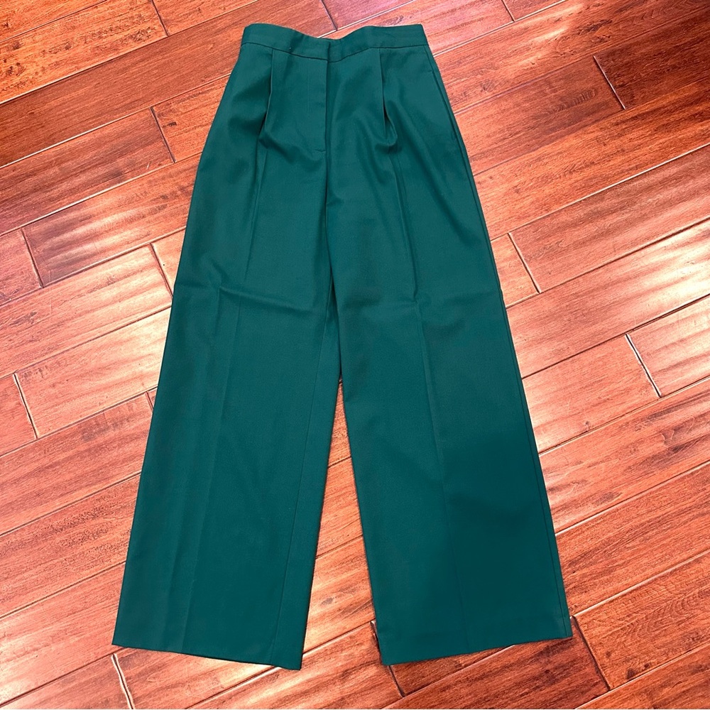 Zara High-Waisted Wide Leg Straight Pants in Forest Green - Size M - Picture 2 of 6